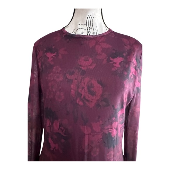 Cupshe Jo Jo Red Rose Mesh Maxi Dress Long Sleeve Bodycon L NWT Semi Sheer Sexy - Picture 15 of 16